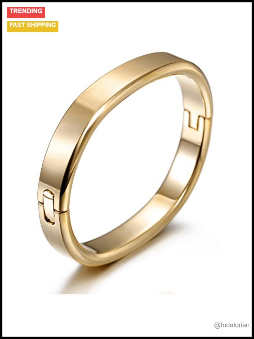 14K Gold Plated Stainless Steel Cuff Bracelet for Men, 7.5", Polished Finish,
